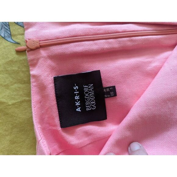 AKRIS Women’s 6 Pink Sleeveless Professional Midi Silk Dress V Neck Zipper - Picture 5 of 9